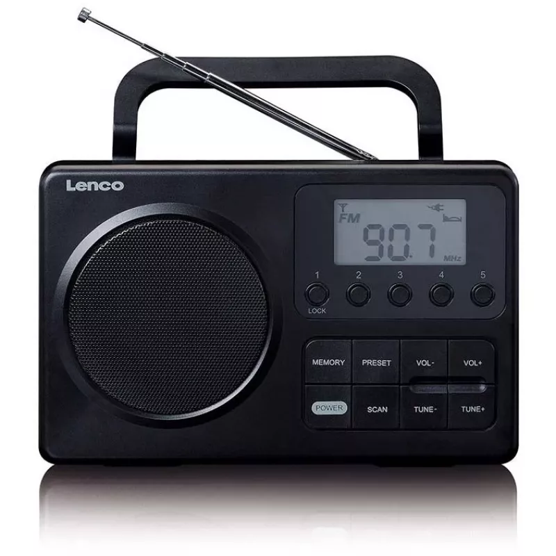 Kaasaskantav raadio Lenco MPR-035BK — FM/AM, võrgu- ja akutoide, 2,5-tolline LCD, 20 FM jaama salvestust, 3,5 mm väljund