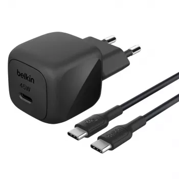 USB-C laadija Belkin BOOSTCHARGE 45W PD PPS – kompaktne 45W USB-C PD PPS toiteadapter