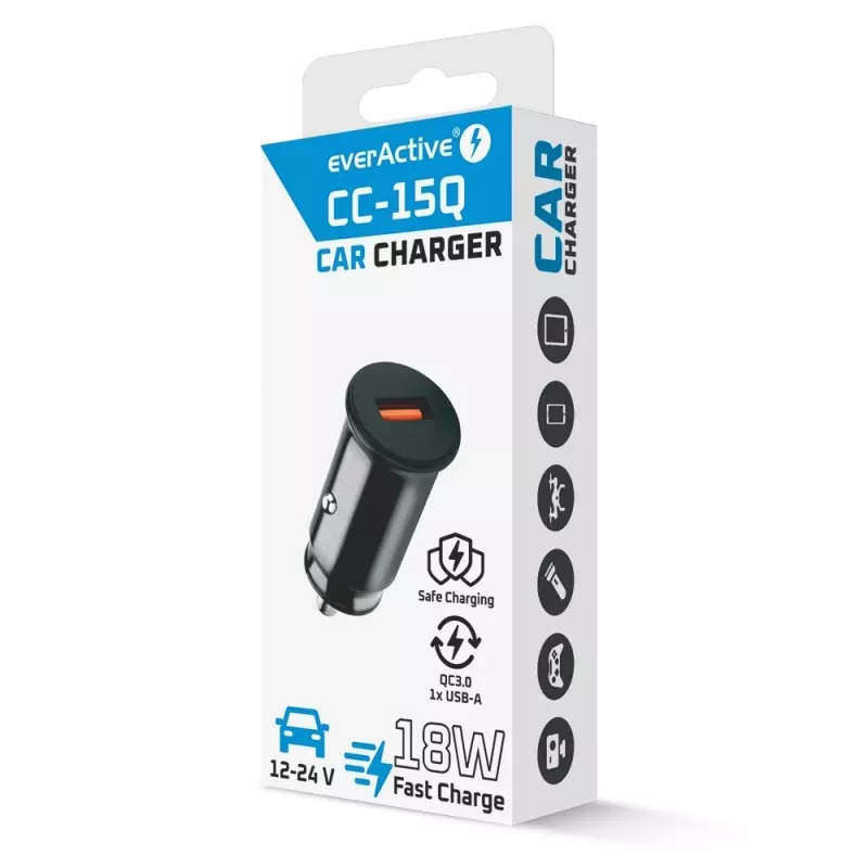 Autolaadija everActive CC-15Q QC3.0 18W 1×USB