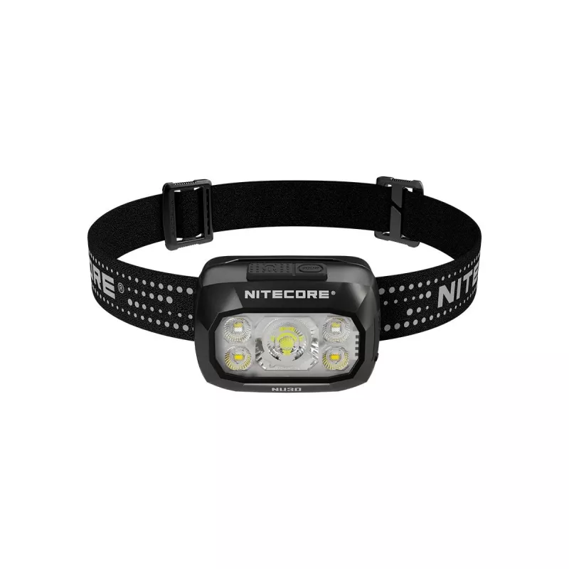 Pealamp Nitecore NU30 — kompaktne kantav LED-pealamp, kuni 500 luumenit, mitu väljundtaset, punase valguse režiim