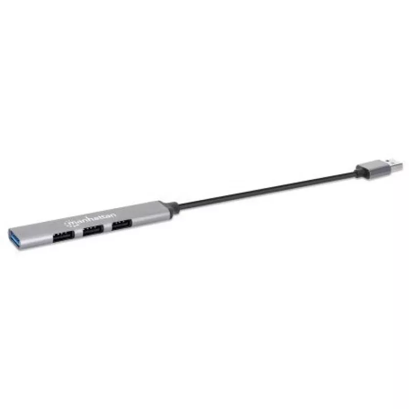 Manhattan USB-A 4-pordiline jaotur, 4x USB-A porti (1x 5 Gbps USB 3.2 Gen1 ehk USB 3.0, 3 x 480 Mbps USB 2.0), USB-toitega (välist toiteallikat pole vaja), alumiinium