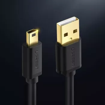 USB-kaabel UGREEN US132 Mini-USB 1 m — must, 480 Mbit/s, kiirlaadimine