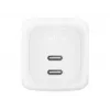 Sisene vahelduvvoolu kiirlaadija Belkin WCH020KQ2MWH-B6 — 2x USB‑C, 2 m sisseehitatud kaabel, valge
