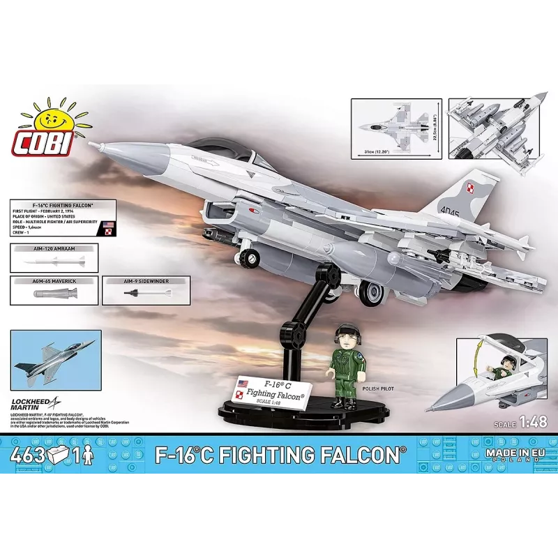Ehituskomplekt Cobi F-16C Fighting Falcon — 463 tk, mudeli ehituskomplekt