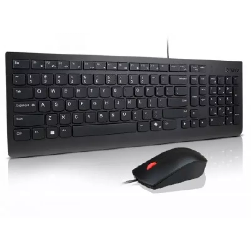 Juhtmega klaviatuuri ja hiire komplekt Lenovo Essential 4X31R64445 — USB-juhtmega täissuuruses klaviatuur ja juhtmega USB-hiir