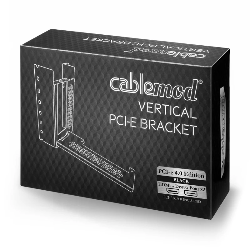 CableMod vertikaalne PCI-e kronstein, PCI-e 4.0 väljaanne, HDMI + DisplayPort, must