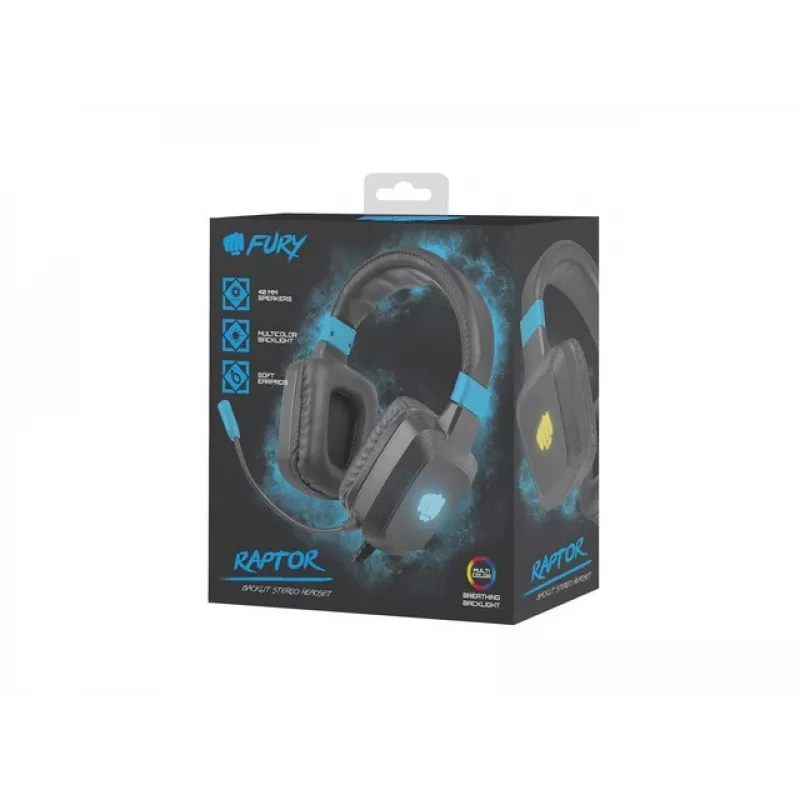 Juhtmega mänguripeakomplekt Fury NFU-1584 koos boom-mikrofoniga, ümberkõrvaklappidega, 98 dB, 15–25000 Hz, 2 m kaabel, USB ja 3,5 mm, sinine