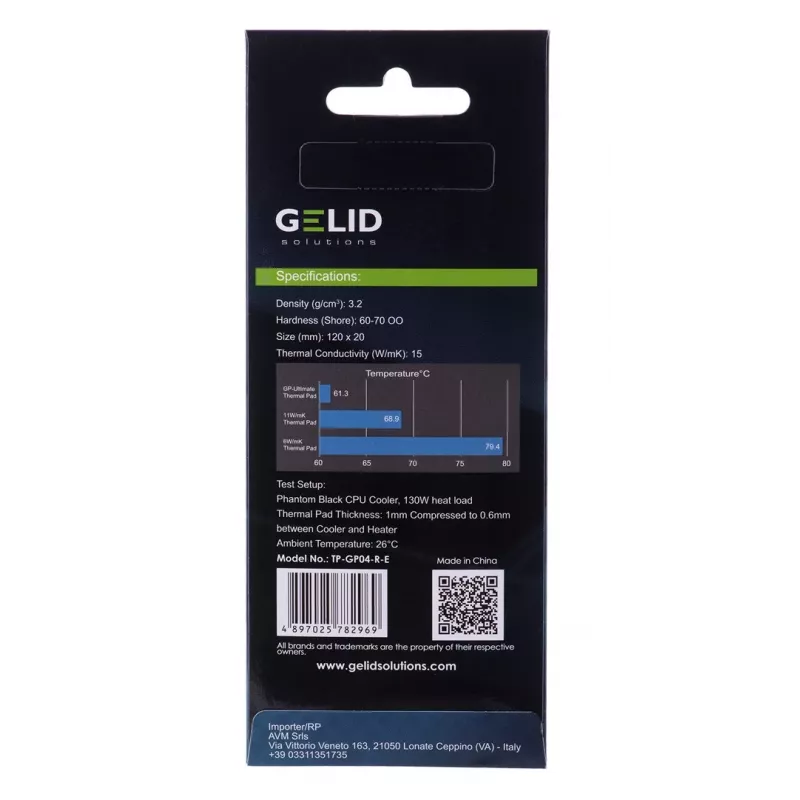 Soojuspadjake Gelid TP-GP04-R-E 120×20×3,0 mm, tihedus 3,2 g/cm³, 1 tk