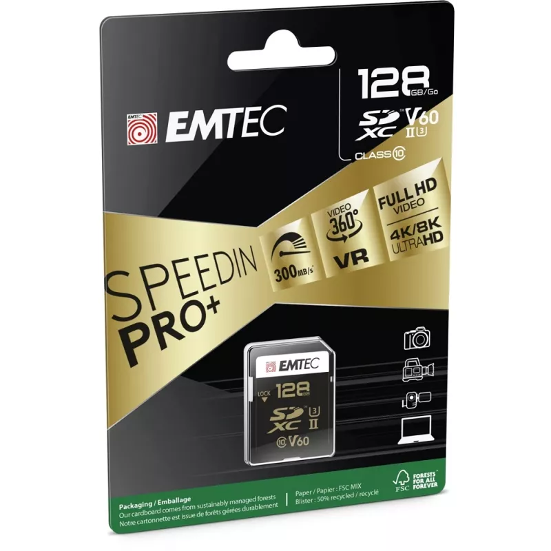Välkmälu Emtec 128 GB UHS-II SpeedIN PRO+