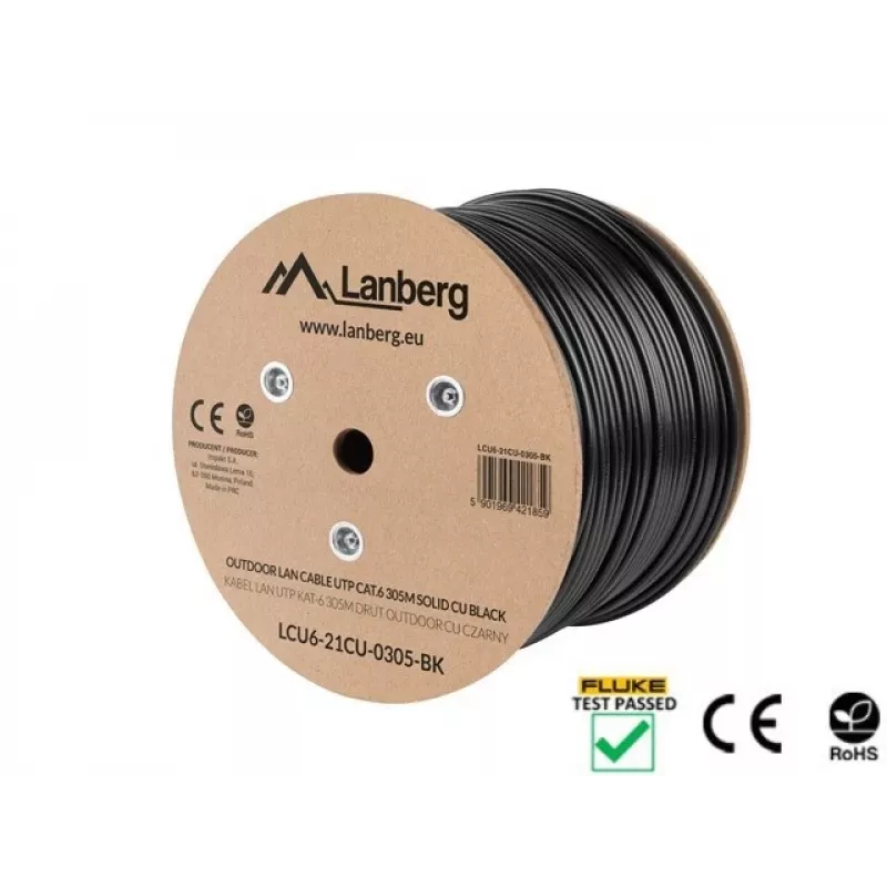 Lanberg LCU6-21CU-0305-BK võrgukaabel must 305 m Cat6 U/UTP (UTP) välistingimustesse