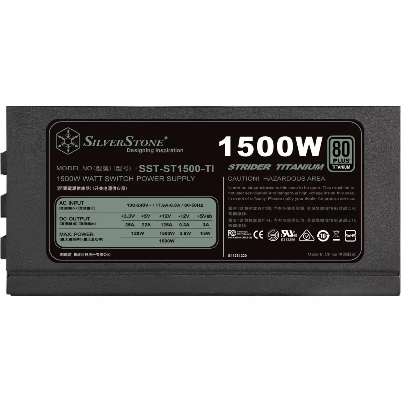 Silverstone SST-ST1500-TI v1.1 toiteplokk 80 PLUS Titanium, modulaarne - 1500 W (SST-ST1500-TI v1.1)