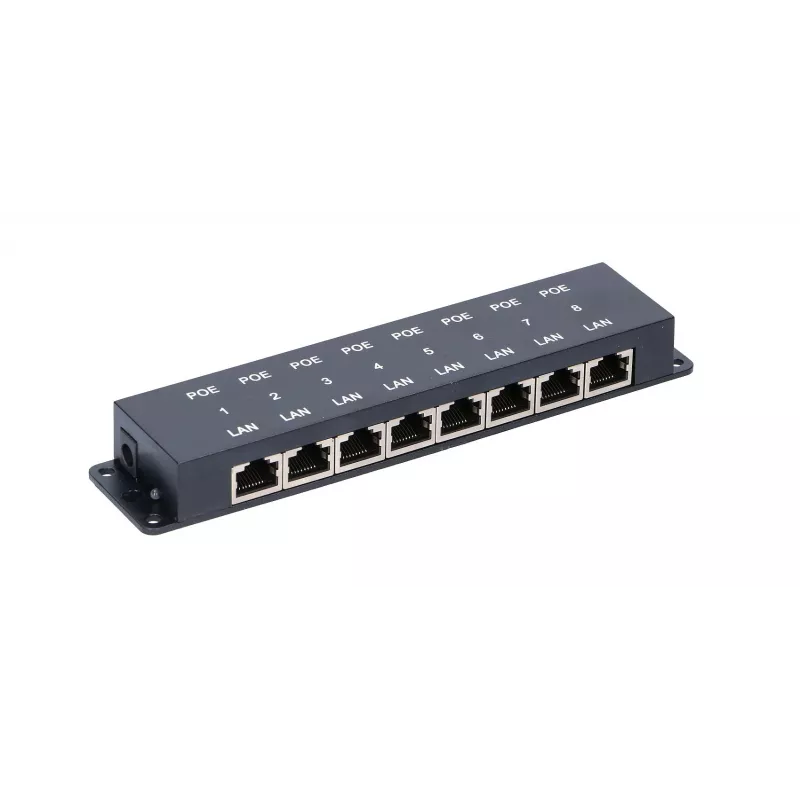 Extralink 8-pordiline PoE-injektor, 8x 100 Mb/s RJ45