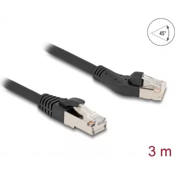 DeLOCK RJ45 võrgukaabel Cat.8.1 45° vasakule kaldu sirgele 3 m must