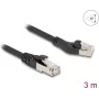 DeLOCK RJ45 võrgukaabel Cat.8.1 45° vasakule kaldu sirgele 3 m must