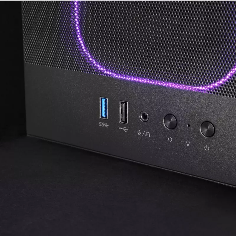 PC korpus TACENS MARS MC‑NEBULA Midi Tower karastatud klaasiga, neli 120mm aRGB ventilaatorit, toetab ATX, GPU kuni 30,2 cm