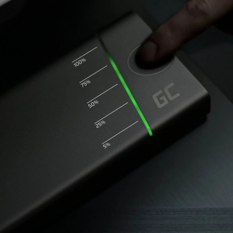 Kantav aku roheline Cell PowerPlay Ultra 26800 mAh, 128W väljund, Quick Charge 3.0, 2x USB‑C, 2x USB‑A, grafiit