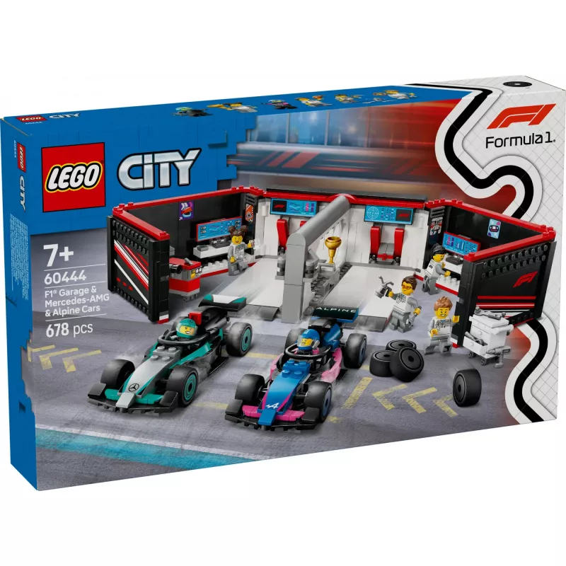 LEGO CITY 60444 F1 Garaaž ning Mercedes-AMG ja Alpine autod