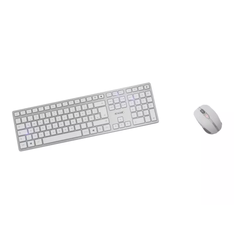 CHERRY DW 9100 õhuke klaviatuur Kaasas hiir Universaalne RF juhtmevaba + Bluetooth Tšehhi, Slovakkia Hõbedane