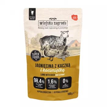 Märg kassitoit wiejskazagroda Lamb & Duck Catnip Adult 100 g, teraviljavaba, gluteenivaba