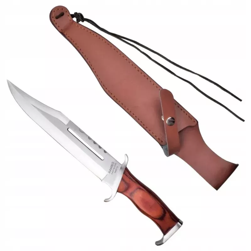 Fikseeritud ellujäämisnuga Cinema Classic CC-H3 Rambo III 425 mm, terasest tera, Codura käepide, nahast tupp