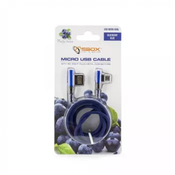 Sbox USB->Micro USB 90 M/M 1.5m USB-MICRO-90BL mustikassinine