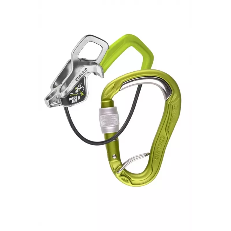 Julgestuskomplekt EDELRID Mega Jul Bulletproof Screw II Oasis - julgestusseade ja kruvilukuga karabiinikomplekt