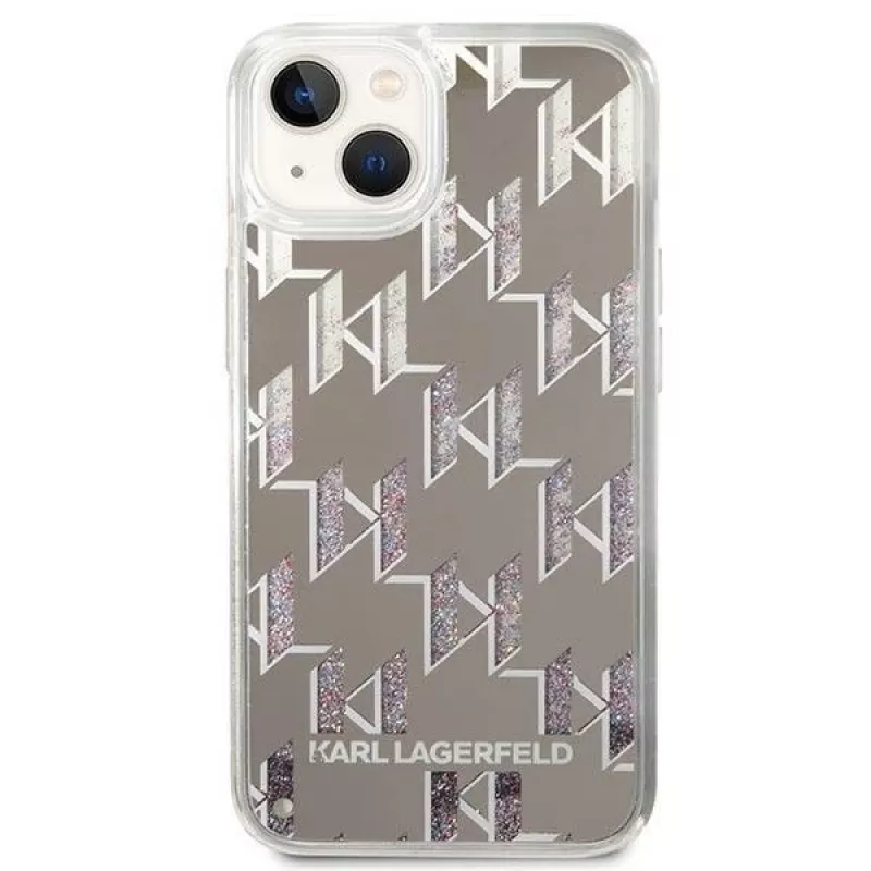 Karl Lagerfeld KLHCP14MLMNMS iPhone 14 Plus 6.7 kõva ümbris hõbedane / hõbedane Liquid Glitter Monogram