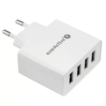 everActive telefonilaadija SC400 4 USB-pordiga, kokku 5A väljund, valge