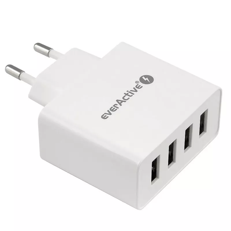 everActive telefonilaadija SC400 4 USB-pordiga, kokku 5A väljund, valge