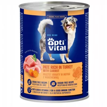 OPTIVITAL Kanapasteet, rikas kalkuni- ja porgandisisaldusega - märg koeratoit - 400g
