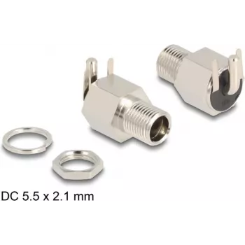 DeLOCK-pistik DC 5,5 x 2,1 mm emane välisseina jootmine nurga all 20 V 10 A