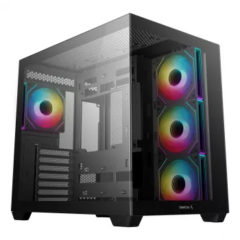 PC korpus DeepCool CG530 4F Midi Tower Must — karastatud klaas, ATX/ITX/Micro ATX, 3x120mm ventilaatorid, USB-C