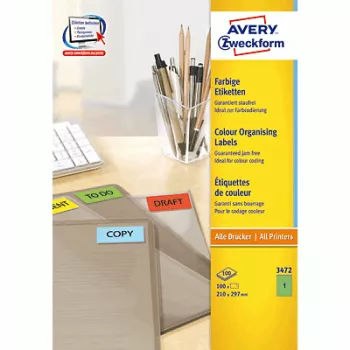 Isekleepuv printerisilt AVERY 3472 Roheline 210 x 297 mm