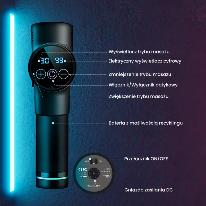 Massaažipüstol Extralink MSG-01-PRO 3800 p/min 6 otsakut