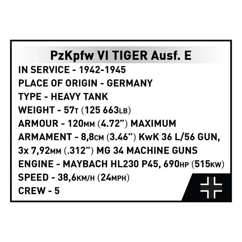Ehituskomplekt Cobi PzKpfw VI Tiger Ausf. E - Executive Edition, 8000 tk, plastik, vanus 12+