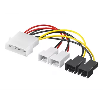 Goobay | Toitekaabel/adapter arvutiventilaatoritele; 5,25-tolline isane pistik ventilaatorile 2x 12 V/2x 5 V