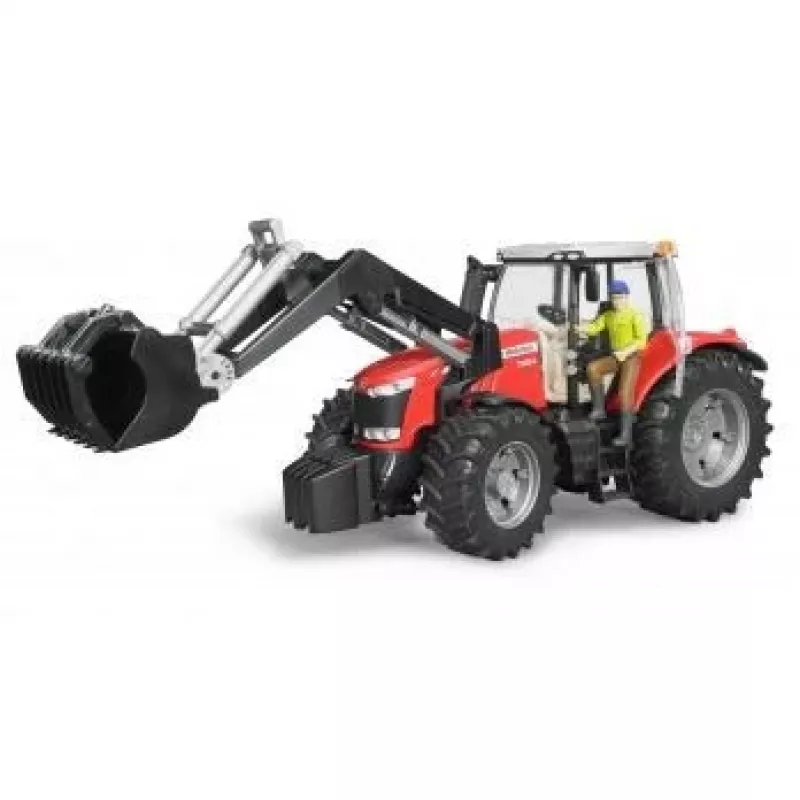 Mängutraktor BRUDER Massey Ferguson 7624 esilaaduriga, punane, alates 3. eluaastast