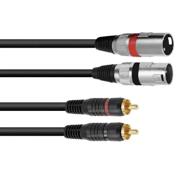 XLR-RCA adapterkaabel Omnitronic 3022522C — 2x XLR isane 2x RCA isane, 1,5 m