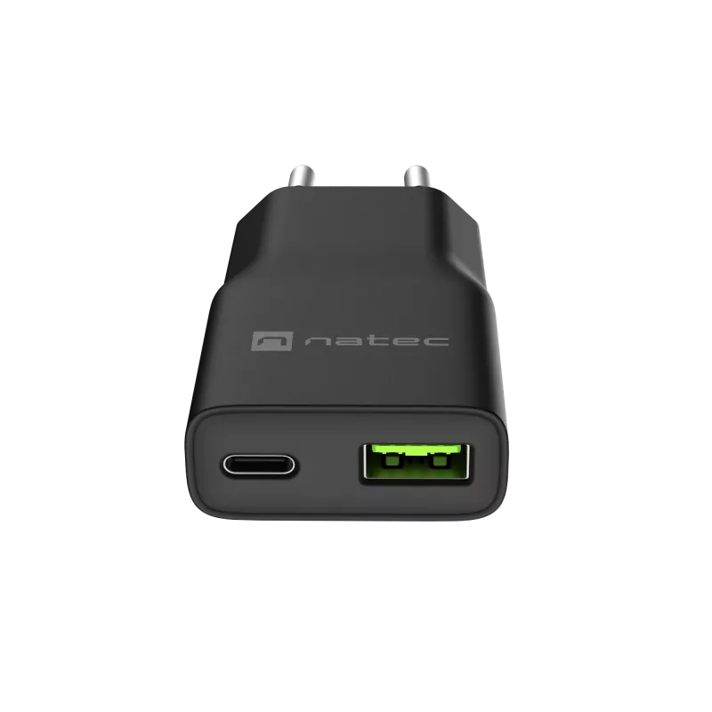 Toiteadapter NATEC Ribera NUC-2377 — 1×USB-A, 1×USB-C, 3 A väljund