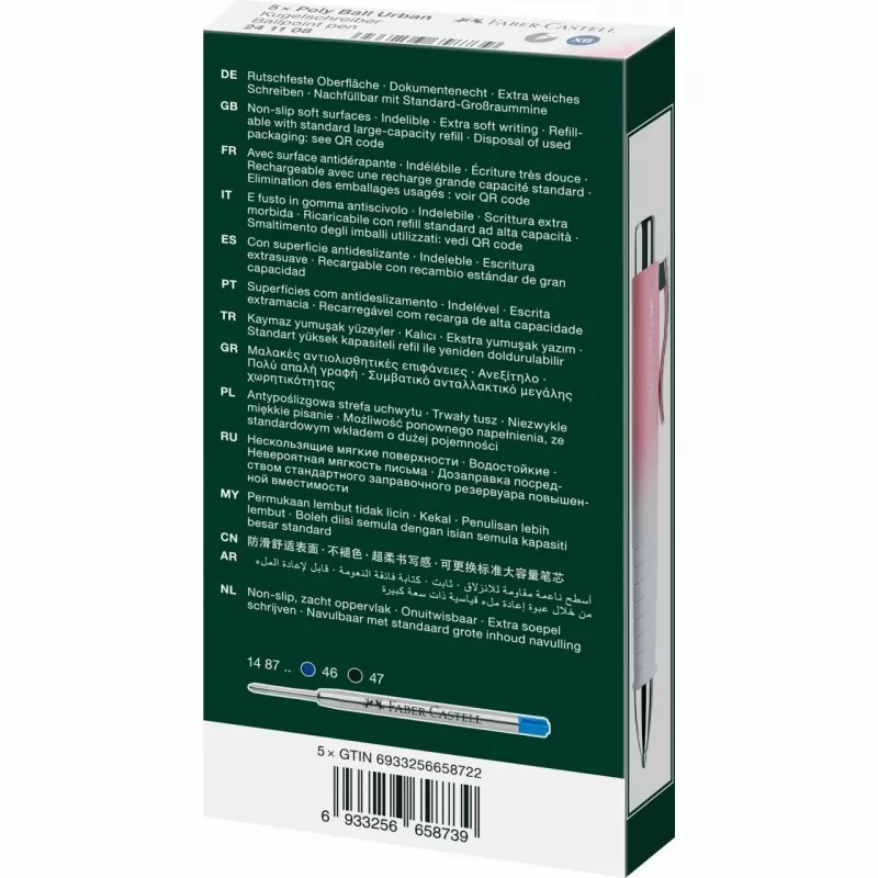 Klambriga sissetõmmatav pastapliiats Faber-Castell 241108 Sinine Roosa Valge