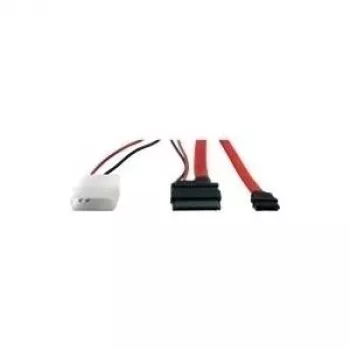 Inter-Tech - SATA-kaabel - Slimline SATA to SATA, sisemine toiteplokk, 2-kontaktiline - 30 cm - Punane (88885264)