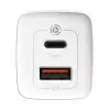 Laadija Baseus CCGAN2L-B02 siseruumides kasutatav vahelduvvoolu kiirlaadija 20V 1xUSB 1xUSB-C valge