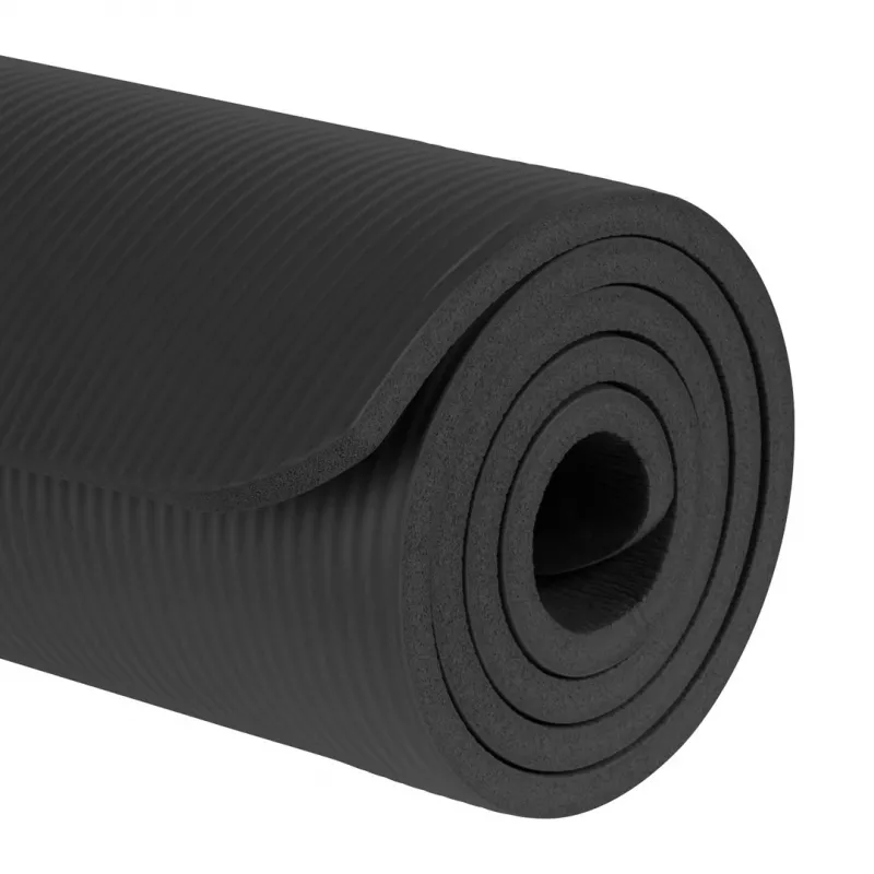 Võimlemismatt joogaks, pilateseks, fitnessiks, 183x61cm, paksus 6mm, TPE materjal, must, REBEL ACTIVE