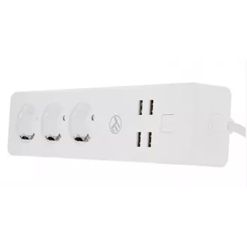 Pistikupesadega toitejuhe Tellur — WiFi nutikas toitejuhe 3 vahelduvvoolu pesa ja 4 USB pordiga (4 A)