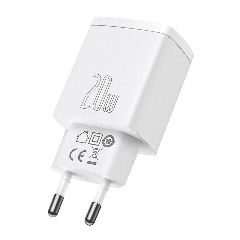 Seinalaadija Baseus Compact 1x USB-A + 1x USB-C 3A, kompaktne reisilaadija