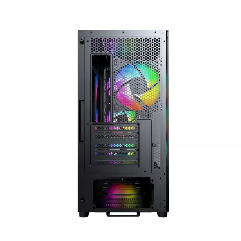 Montech X5M (B) Micro Tower PC-korpus — Micro‑ATX/Mini‑ITX, 3×120 mm ees, 1×120 mm taga, toetab ATX-toiteplokki, 2×3,5-tolline + 4×2,5-tolline, must