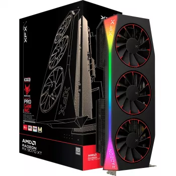 Graafikakaart XFX Radeon RX 9070 XT OC — 12GB GDDR6, PCIe 5.0, 3x DisplayPort 2.1, HDMI 2.1, 3 ventilaatorit, 360×155×72 mm