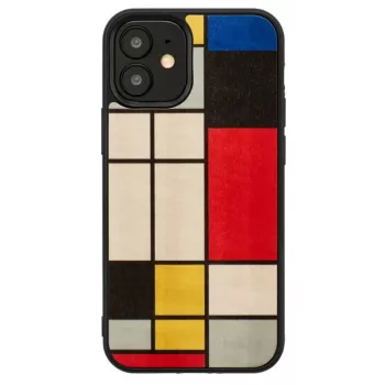 Telefonikott Man and Wood iPhone 12 mini jaoks — puidust tagakaas, must raam