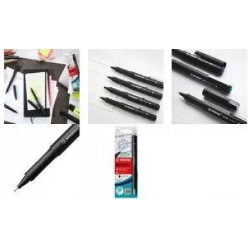 STABILO dr!ver Fineliner 4 tk Must Sinine Roheline Punane Peen ots