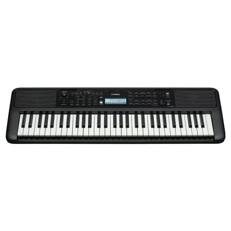 Klaviatuur YAMAHA PSR-E383 — 61 klahviga kaasaskantav MIDI-klaviatuur, LCD-ekraan, USB, sisseehitatud kõlarid, akutoitel (6), must